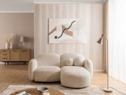 Nuvola - Moderne Ecksofa L-Form aus Bouclé-Stoff mit abgerundetem Design