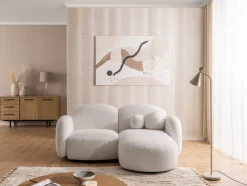 Nuvola - Moderne Ecksofa L-Form aus Bouclé-Stoff mit abgerundetem Design
