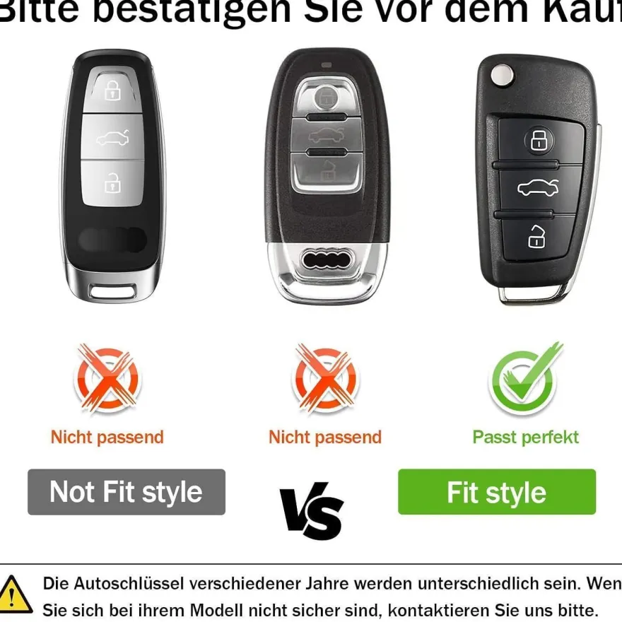 Oatsbasf Autoschlüssel Hülle für Audi A1 A3 A4 A6 Q3 Q5 Q7 S3 R8 TT, Silikon