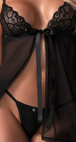 Obsessive Babydoll-Set Blomentis mit Spitzen-Cups und String