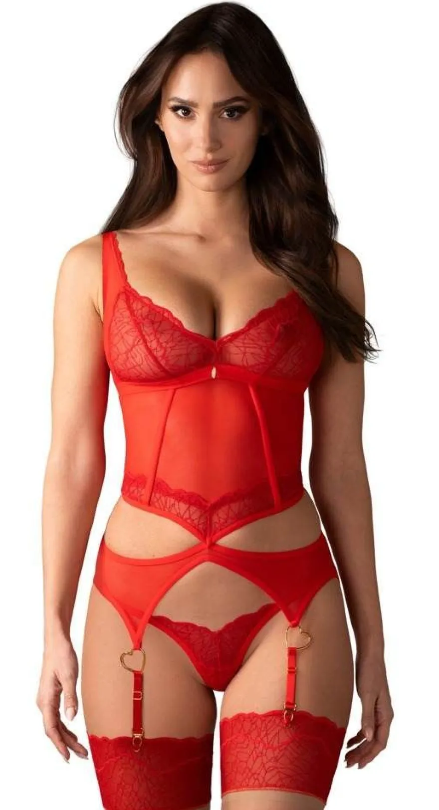 Obsessive Cupide Desir Strapshemd und String in Sinnlichem Rot