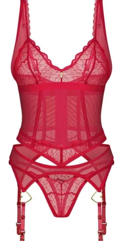 Obsessive Cupide Desir Strapshemd und String in Sinnlichem Rot