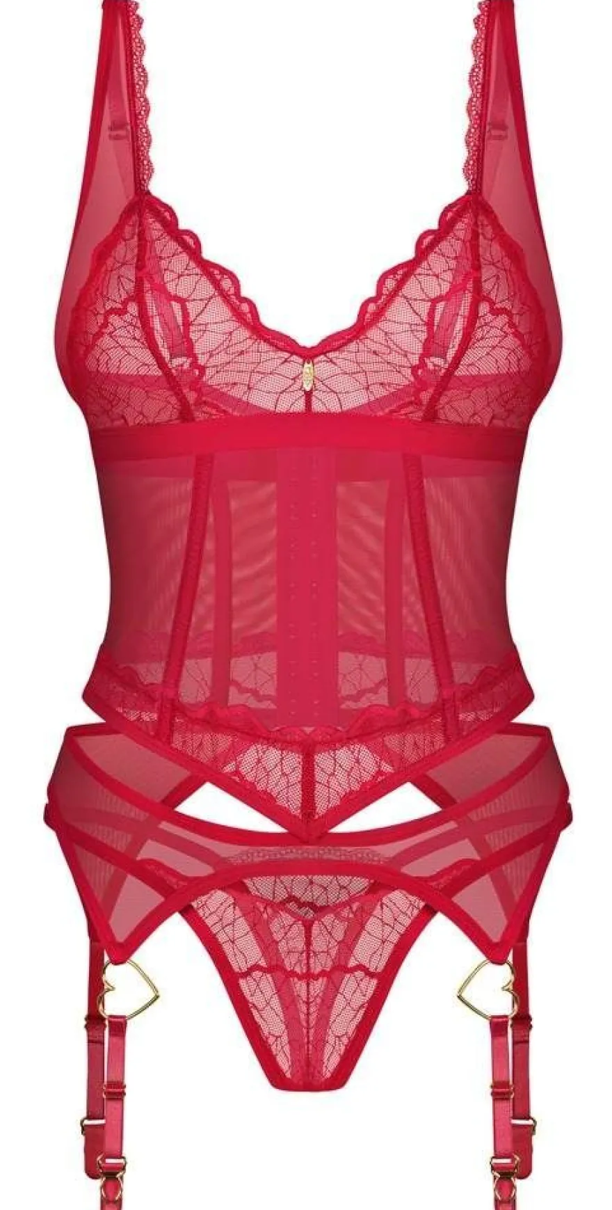 Obsessive Cupide Desir Strapshemd und String in Sinnlichem Rot