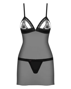 Obsessive Dessouskleid , Schwarz-transparent, mit String schwarz