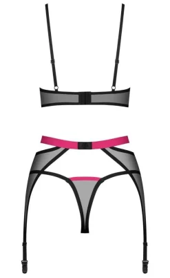 Obsessive 3-teiliges Straps-Set Novenes Schwarz/Pink
