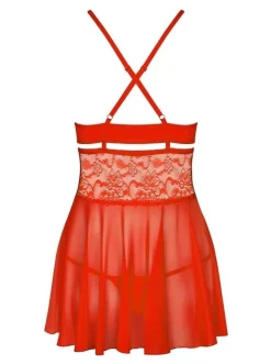 Obsessive Verführerisches Babydoll in Rot - Größe rot L/XL