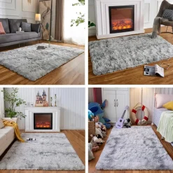 Obundi Flauschiger Rechteck Teppich für Wohnzimmer, Schlafzimmer, Kinderzimmer