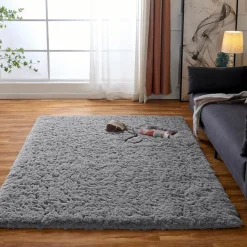Obundi Shaggy Hochflor-Teppich Grau 120x160cm - Weich, Waschbar & Anti-Rutsch