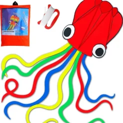 Octopus Kite for Girls and Boys with Kite Line Red