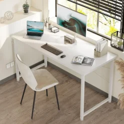 ODK Schreibtisch Weiß 120x50x74cm Computertisch Bürotisch mit Kopfhörer Halter