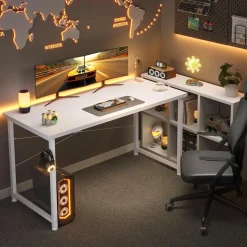 ODK Schreibtisch Weiß 120x50x74cm Computertisch Bürotisch mit Kopfhörer Halter