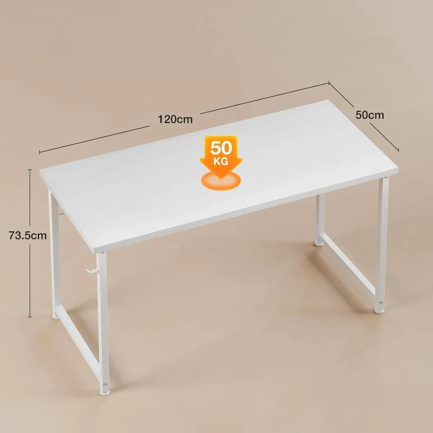 ODK Schreibtisch Weiß 120x50x74cm Computertisch Bürotisch mit Kopfhörer Halter