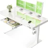 OffiGo Höhenverstellbarer Schreibtisch, 140x60 cm, Elektrisch mit Glasplatte