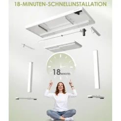 OffiGo Höhenverstellbarer Schreibtisch, 140x60 cm, Elektrisch mit Glasplatte