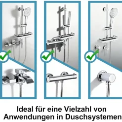 OFFO Duschset 60cm Duschstange mit 10cm Duschkopf, 3 Strahlarten, Verstellbare