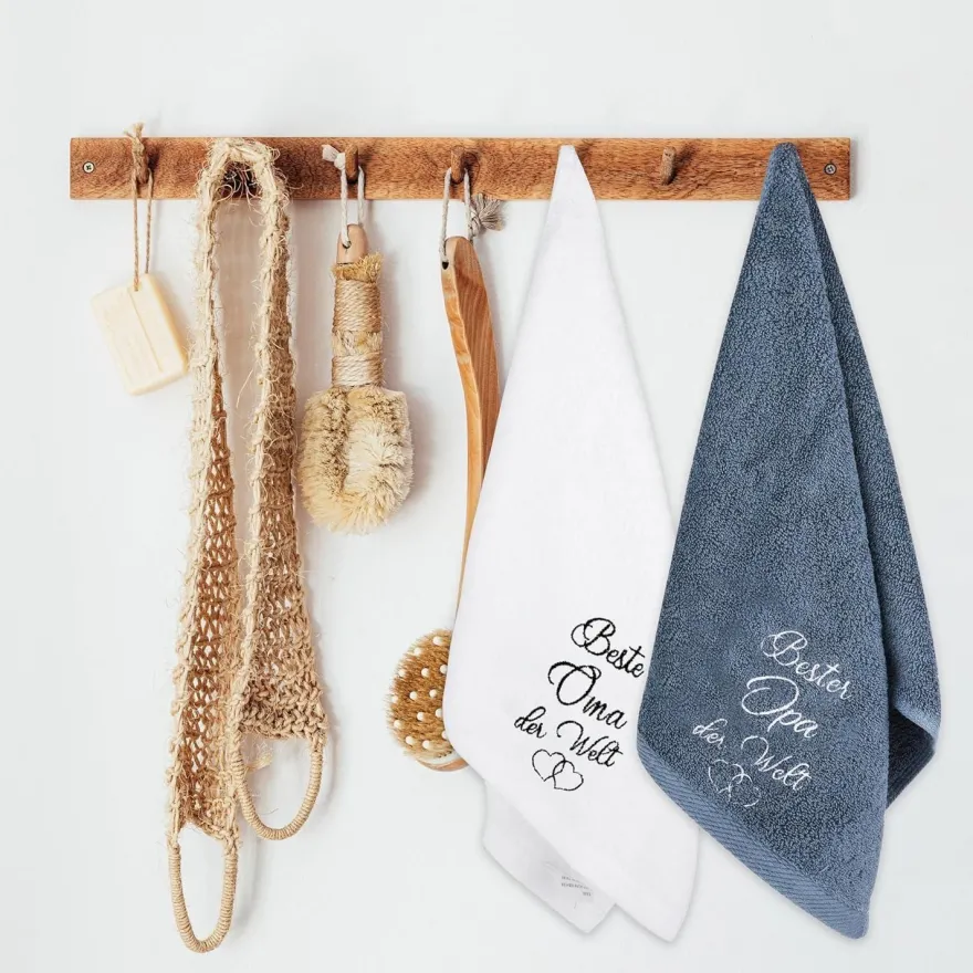 Oma Opa Handtuch Set 2 Stück 35 x 75 cm Geschenkbox Bestickte Geschenke