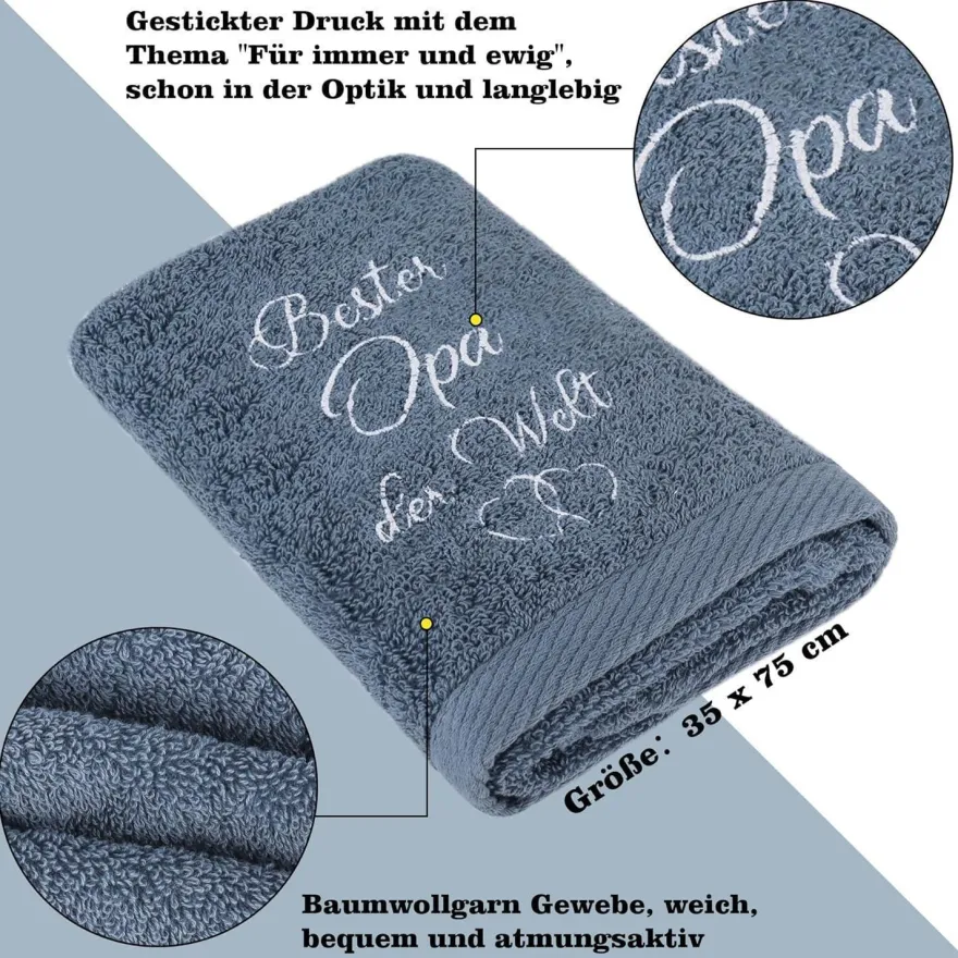 Oma Opa Handtuch Set 2 Stück 35 x 75 cm Geschenkbox Bestickte Geschenke