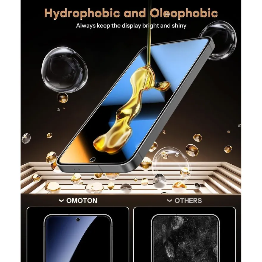 OMOTON Panzerglas für Samsung Galaxy S25 (6,2 Zoll) - 3 + 2 Stück, Kameraschutz