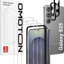 OMOTON Panzerglas für Samsung Galaxy S25 (6,2 Zoll) - 3 + 2 Stück, Kameraschutz
