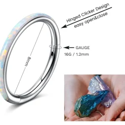Opal Nasenring 316L Chirurgenstahl Septumring für Conch Rook Helix Ohrringe