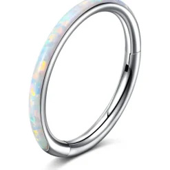 Opal Nasenring 316L Chirurgenstahl Septumring für Conch Rook Helix Ohrringe