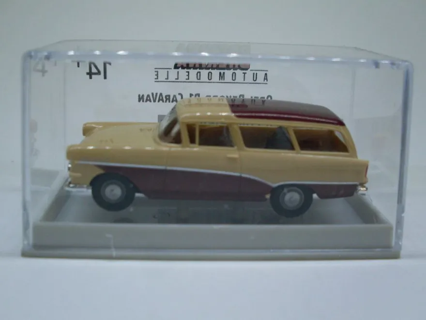 Opel Rekord PI CarAVan, beige/ weinrot, H0 Modell 1:87, Brekina 20049
