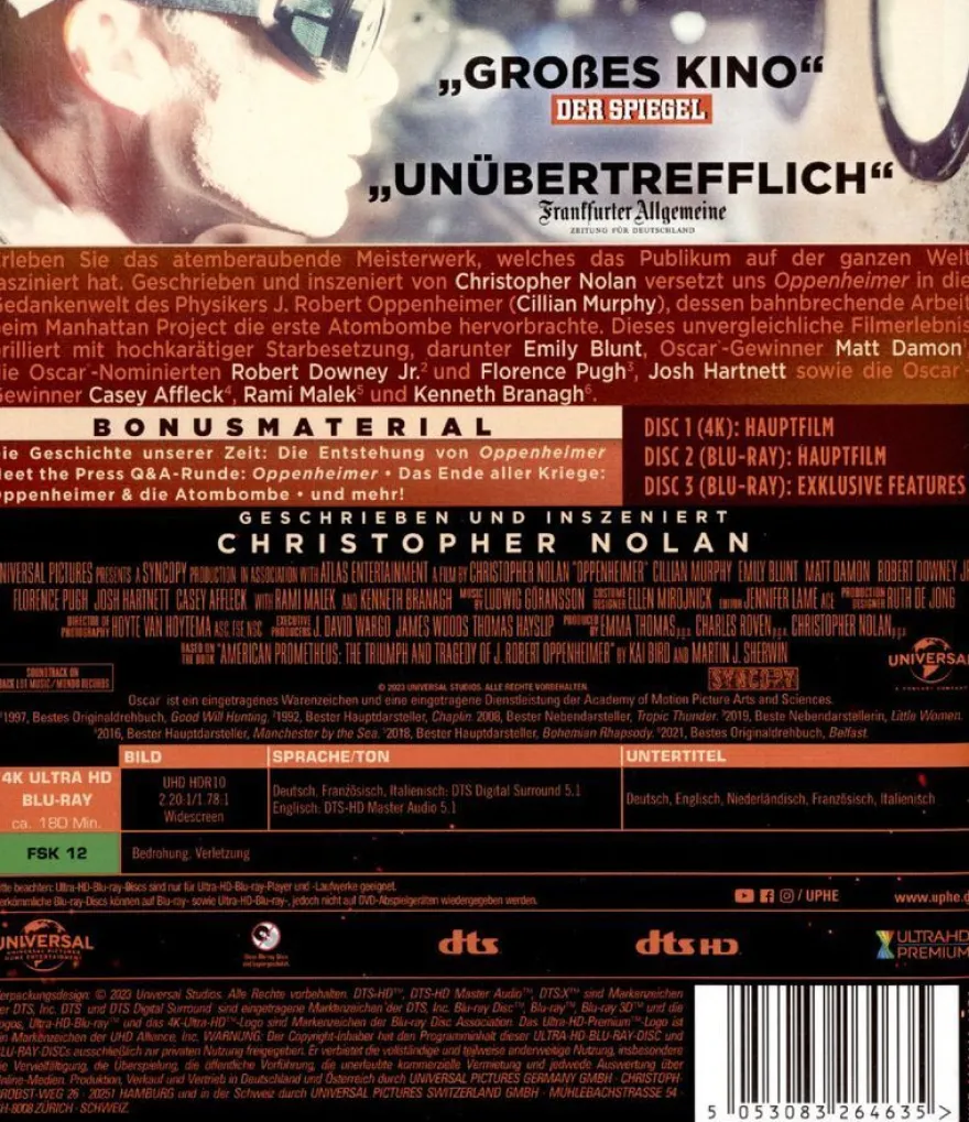 Oppenheimer (Ultra HD Blu-ray & Blu-ray) - Universal Pictures
