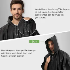 Opret Regenponcho Damen Herren Wasserdicht 2 Stück, Regencape Leicht