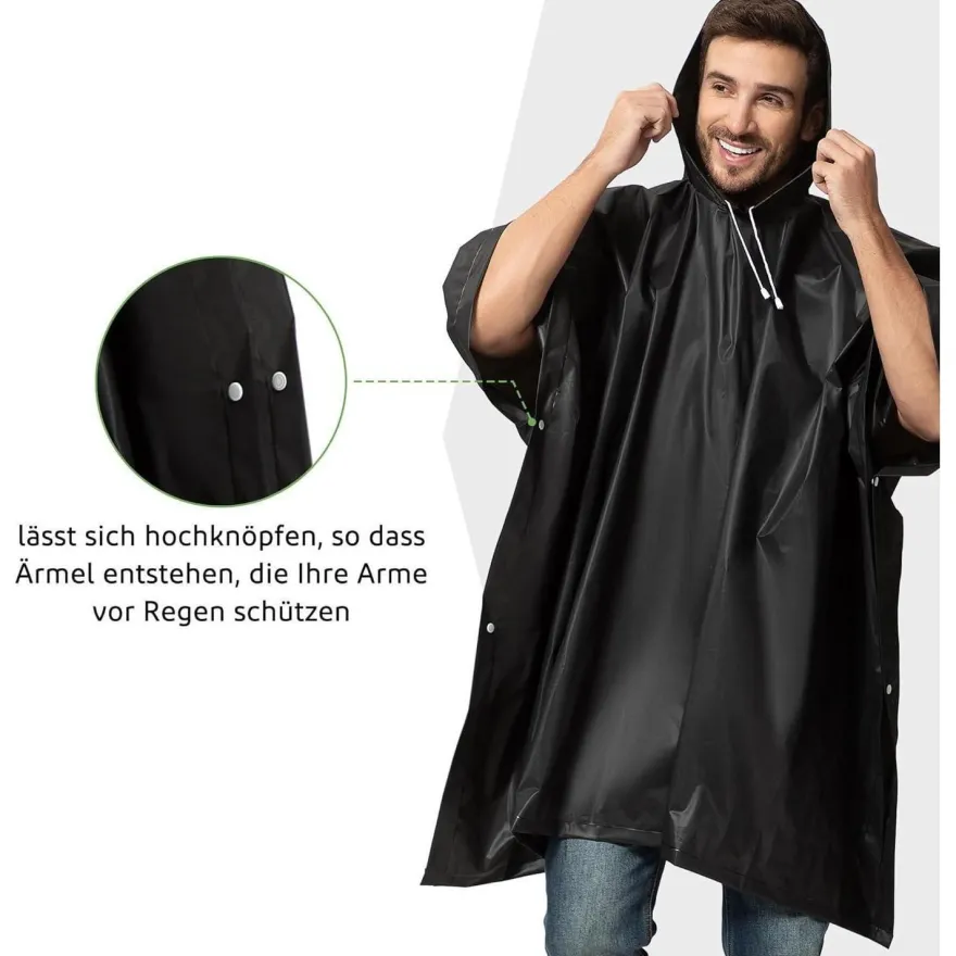 Opret Regenponcho Damen Herren Wasserdicht 2 Stück, Regencape Leicht