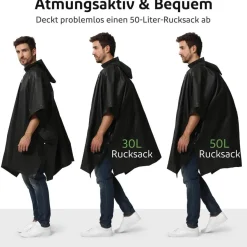 Opret Regenponcho Damen Herren Wasserdicht 2 Stück, Regencape Leicht