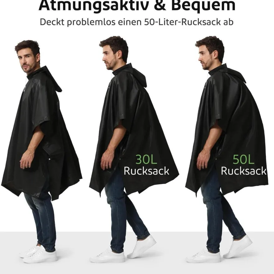 Opret Regenponcho Damen Herren Wasserdicht 2 Stück, Regencape Leicht