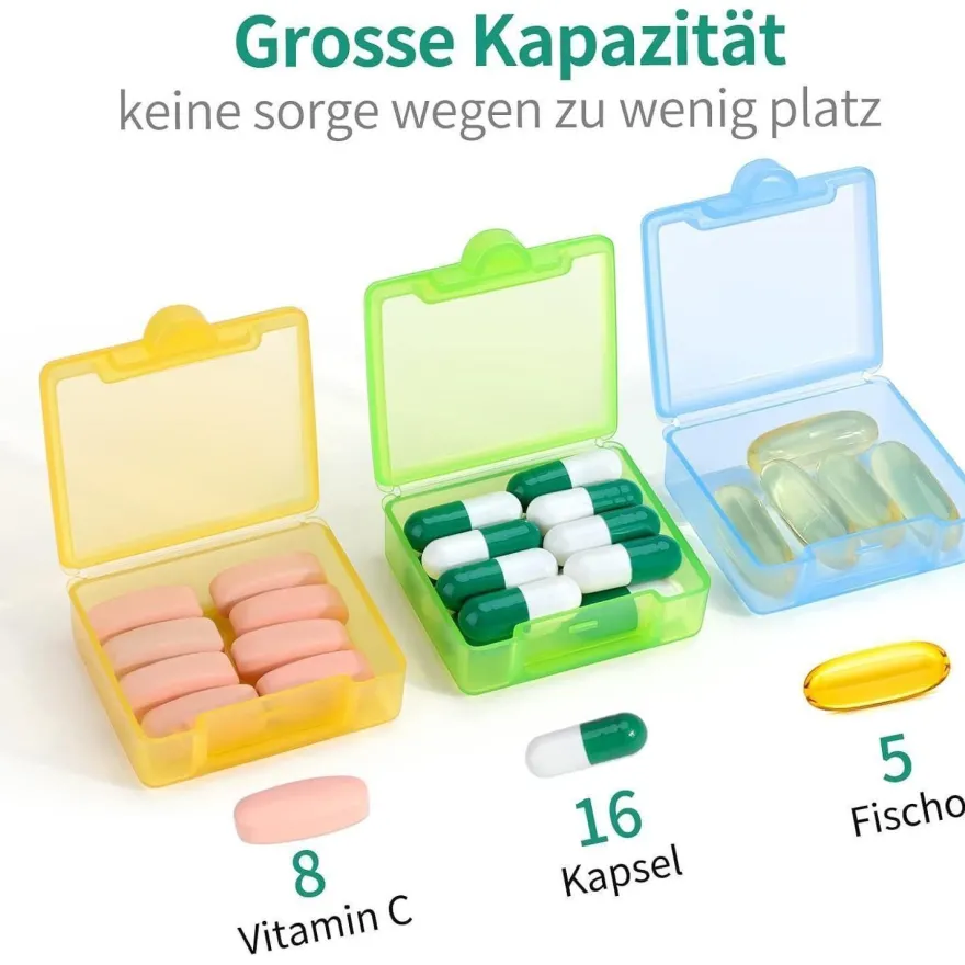 Opret 3 Stück Tablettenbox Pillendose für Vitamine Fischöl Unterwegs