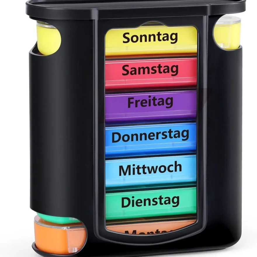 Opret Tablettenbox 7 Tage 4 Fächer Morgens Abends Nachts - BPA-frei