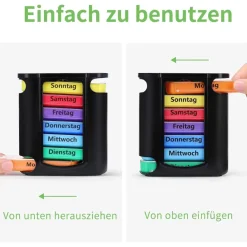 Opret Tablettenbox 7 Tage 4 Fächer Morgens Abends Nachts - BPA-frei