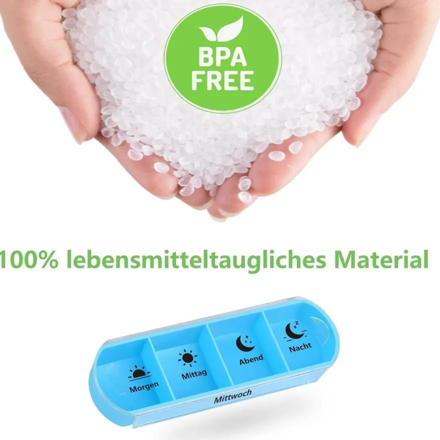 Opret Tablettenbox 7 Tage 4 Fächer Morgens Abends Nachts - BPA-frei