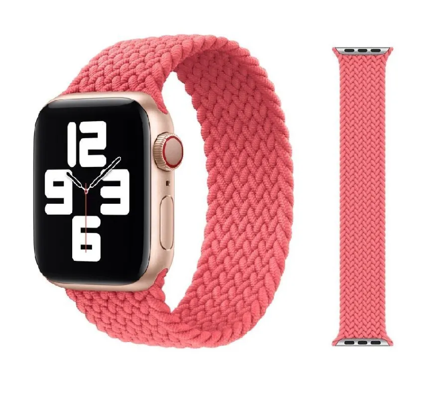 Original Apple Braided Solo Loop Armband 38/40/41mm Größe 5 Pink Punch Sehr Gut