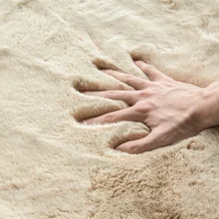 Orinova Kunstfell Teppich Beige 150x215 cm - Flauschig, Kuschelig, Waschbar für