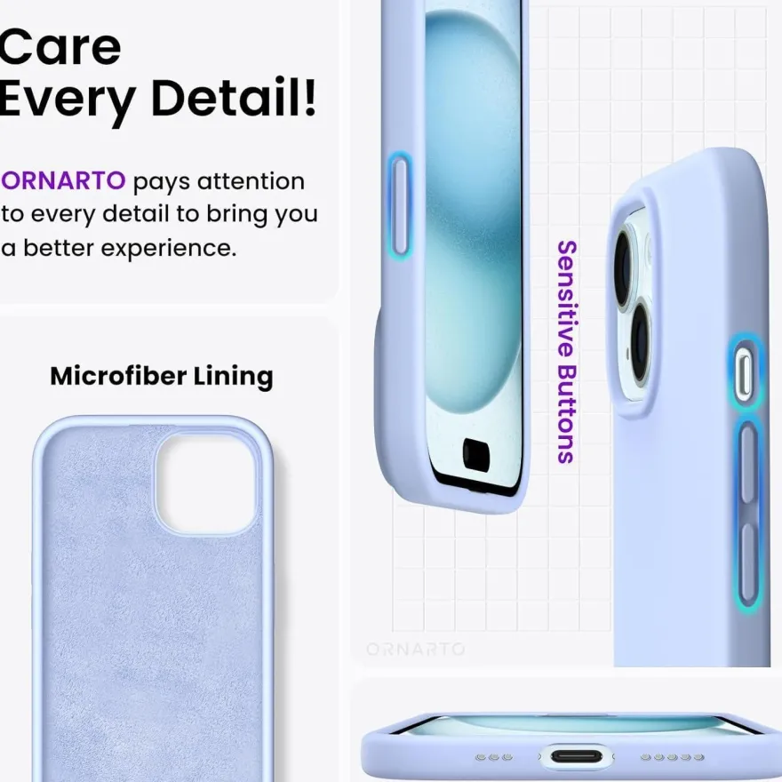 Ornarto iPhone 15 Hülle 6,1 Zoll, Silikon, Kratzfest Stoßfest, Olivgrün 2023