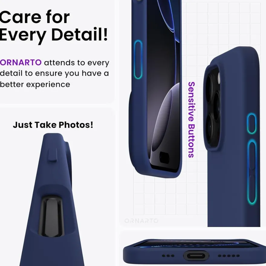 Ornarto iPhone 16 Pro Hülle Silikon 6,3 Zoll flüssiges Silikon Piniengrün