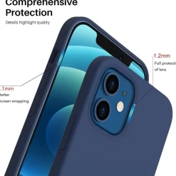 Ornarto iPhone 12 Pro 6,1 Silikon Case Weinrot - Flüssig Silikon Hülle Voller