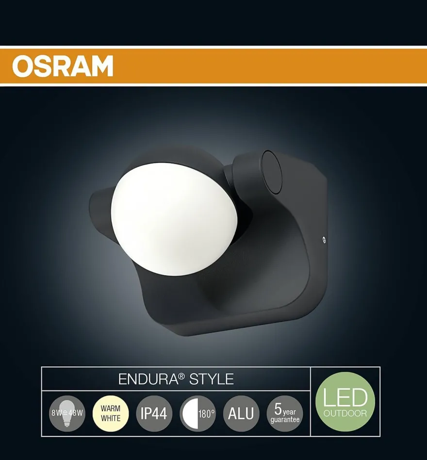 Osram LED Außenleuchte schwarz Endura Style verstellbar IP44 EEK: G(Spketrum A-G)