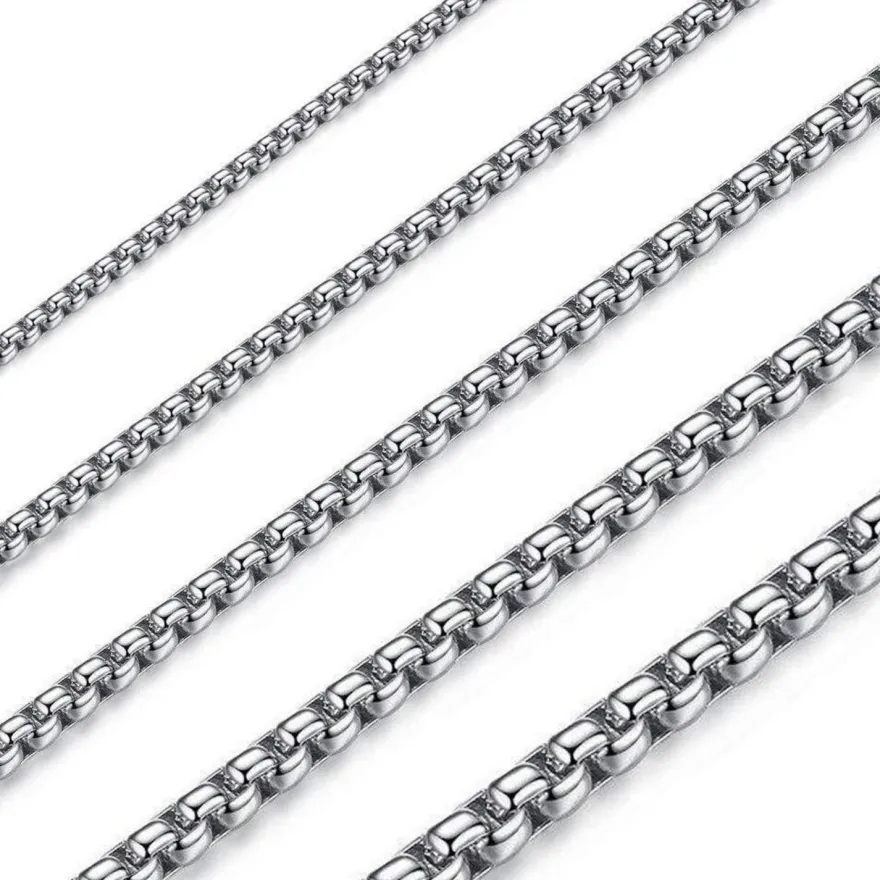 OSTAN Edelstahl Seil Kettenbox Halskette für Damen und Herren, 3mm Breite