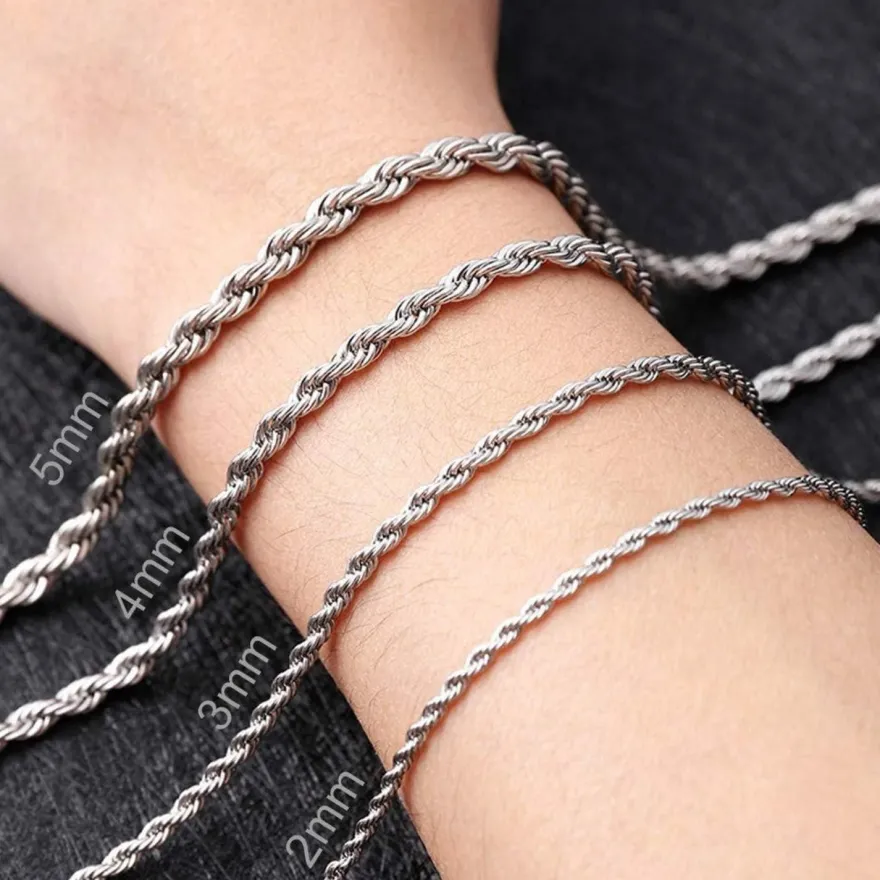 OSTAN Herren/Damen Halskette Edelstahl Verdrehte Kette, Breite 2-5 MM, Länge