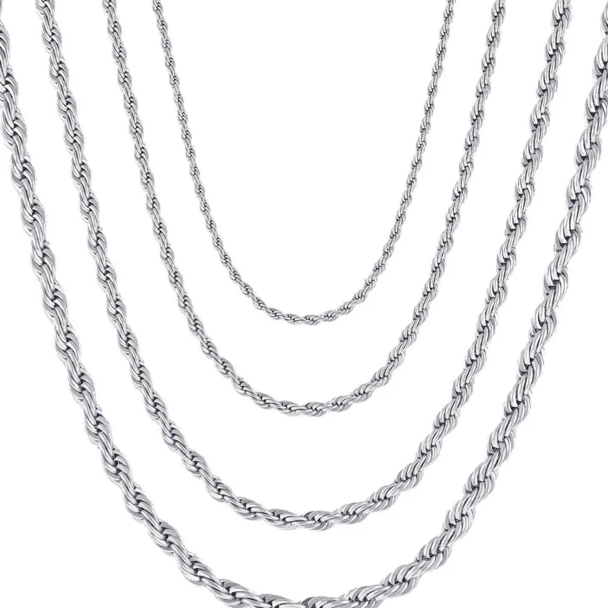 OSTAN Herren/Damen Halskette Edelstahl Verdrehte Kette, Breite 2-5 MM, Länge