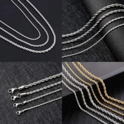 OSTAN Herren/Damen Halskette Edelstahl Verdrehte Kette, Breite 2-5 MM, Länge