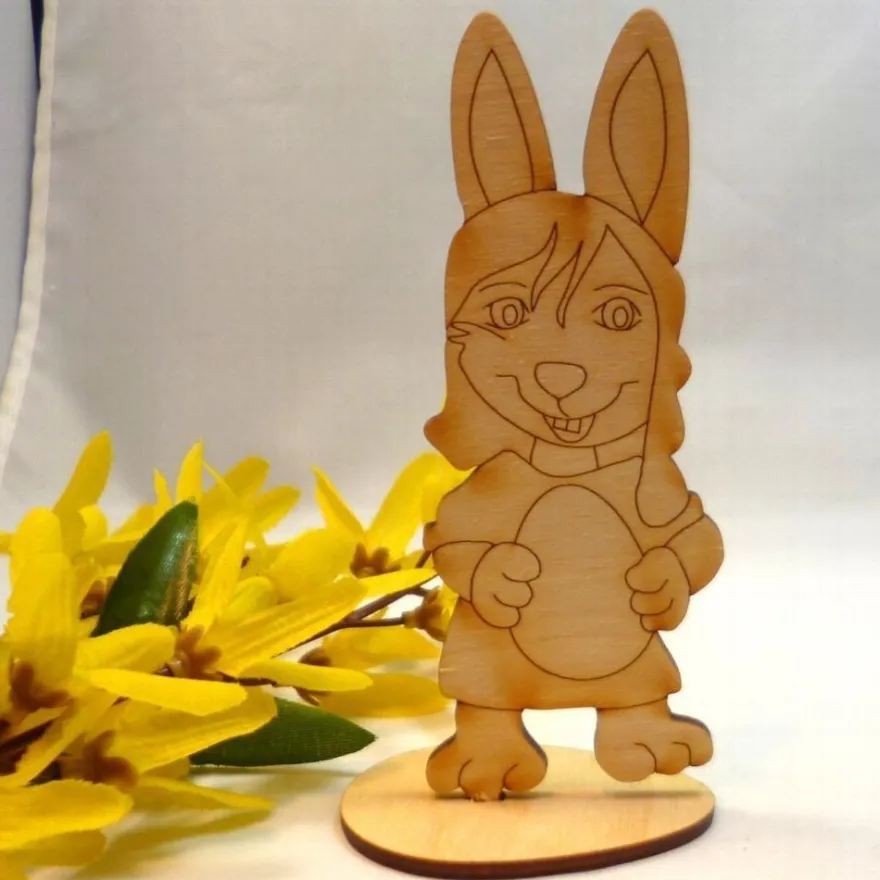 Osterdekoration 5 Stück Ostern Hasenmutter Hasen 10 cm Holz Holzhasen DIY