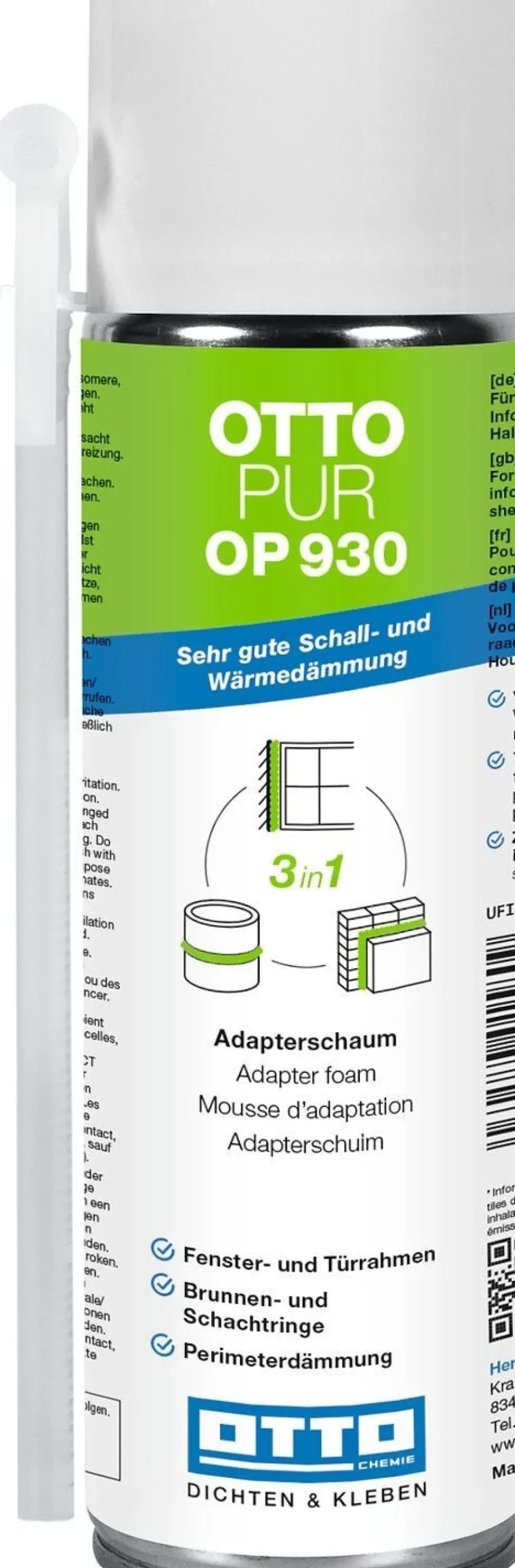 Ottopur OP930 500 ml 1K-Montageschaum Dämmschaum Bauschaum Füllschaum Schaum