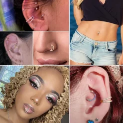 OUFER Body Piercing Helix Ohrring Creolen, doppelte Reihe mit klarem Zirkonia