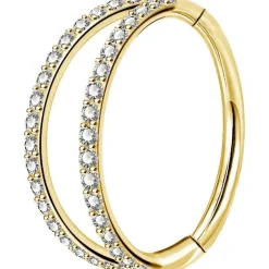 OUFER Body Piercing Helix Ohrring Creolen, doppelte Reihe mit klarem Zirkonia