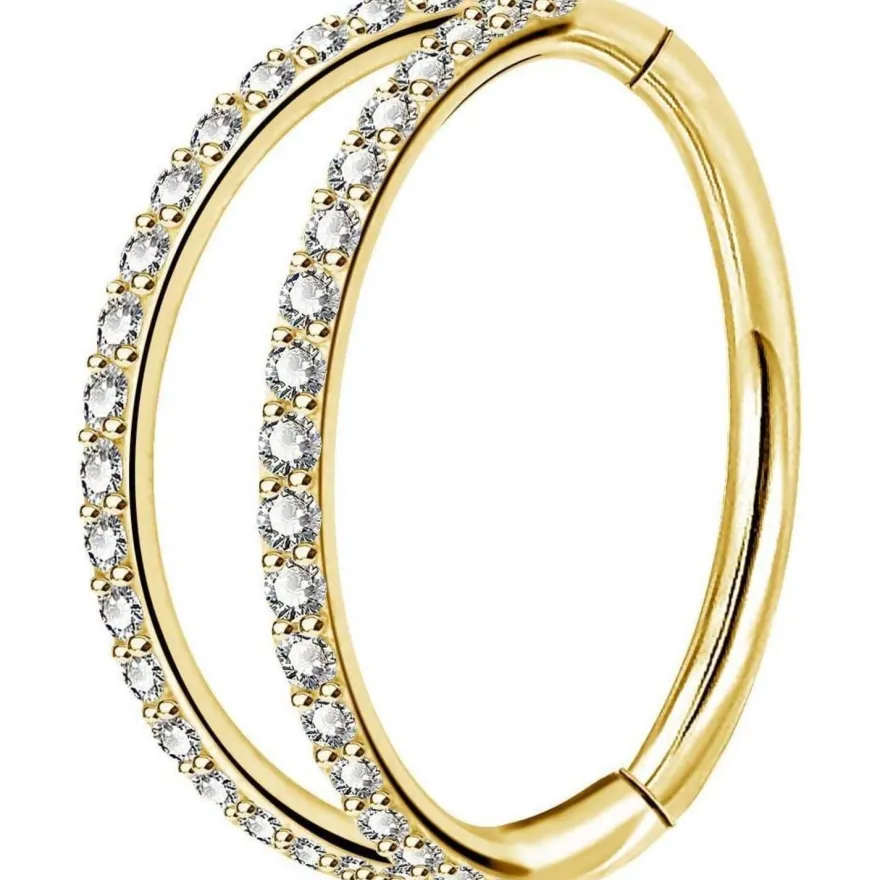 OUFER Body Piercing Helix Ohrring Creolen, doppelte Reihe mit klarem Zirkonia